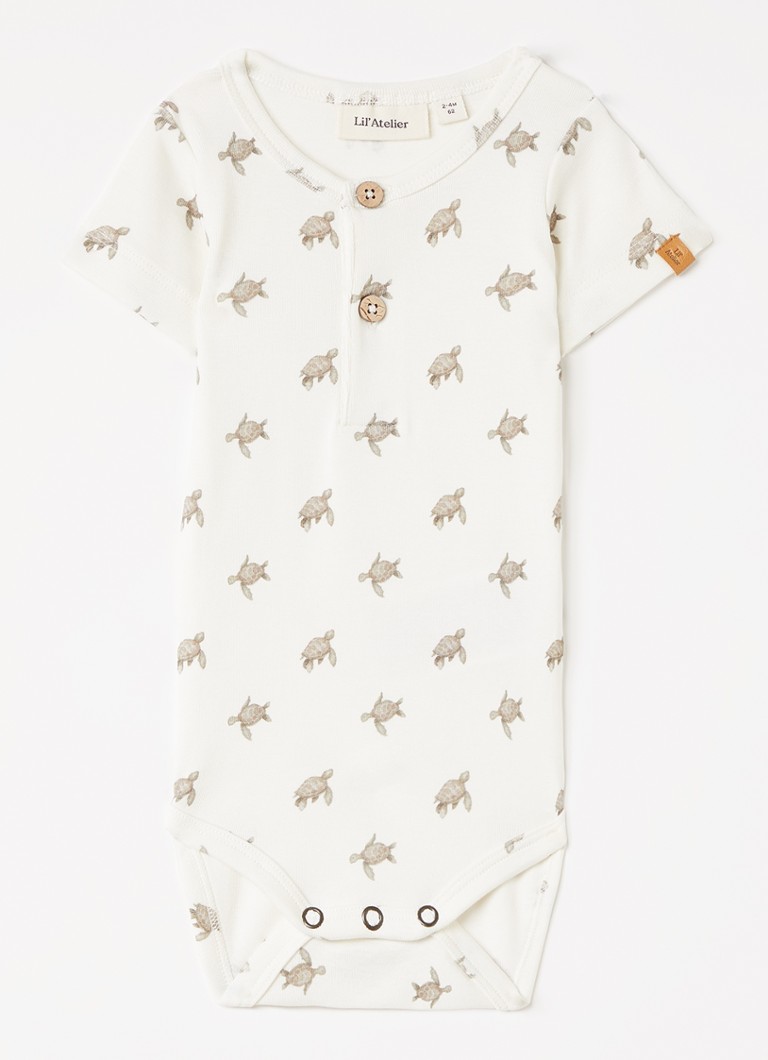 Lil 'Atelier Jongens NBMGayo romper met print in de kleur Gebroken wit, maat: 86