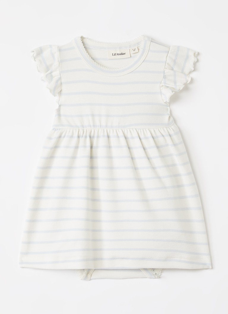Lil 'Atelier Meisjes NBFGeo jurk met streepprint in de kleur Gebroken wit, maat: 80