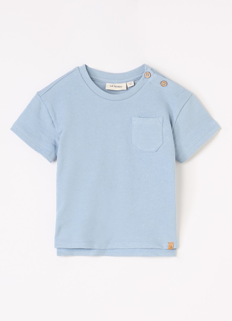 Lil 'Atelier Jongens NBMDias T-shirt met structuur en borstzak in de kleur Lichtblauw, maat: 86