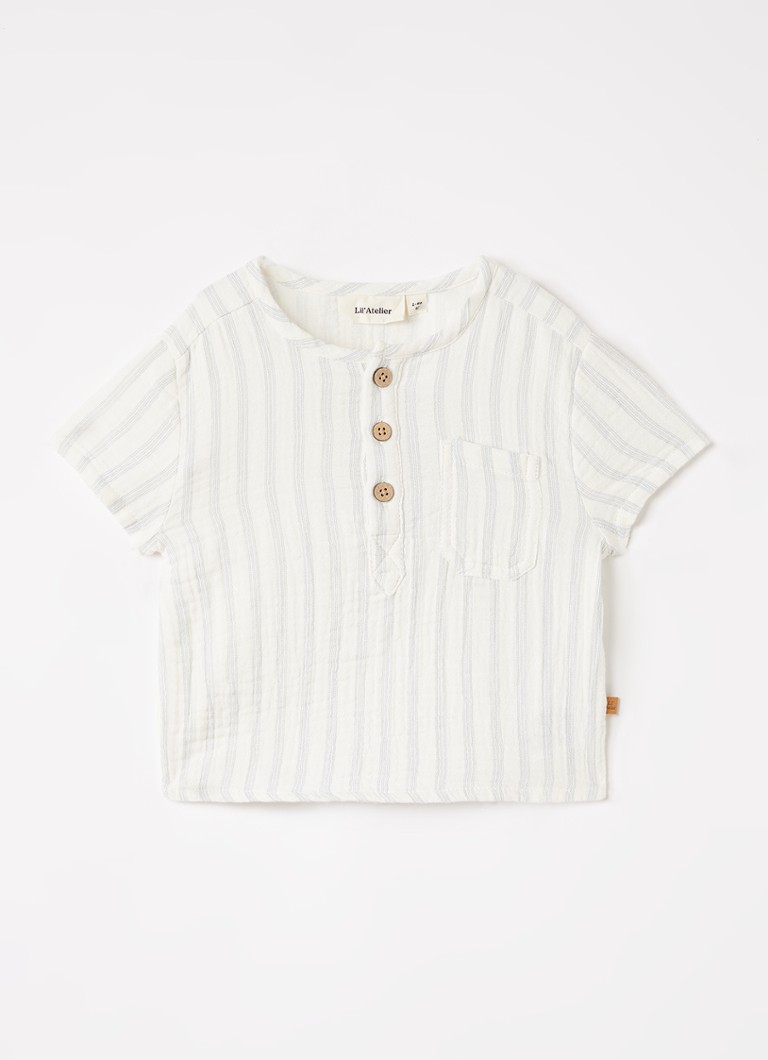 Lil 'Atelier Jongens NBMHagi T-shirt met streepprint in de kleur Gebroken wit, maat: 62