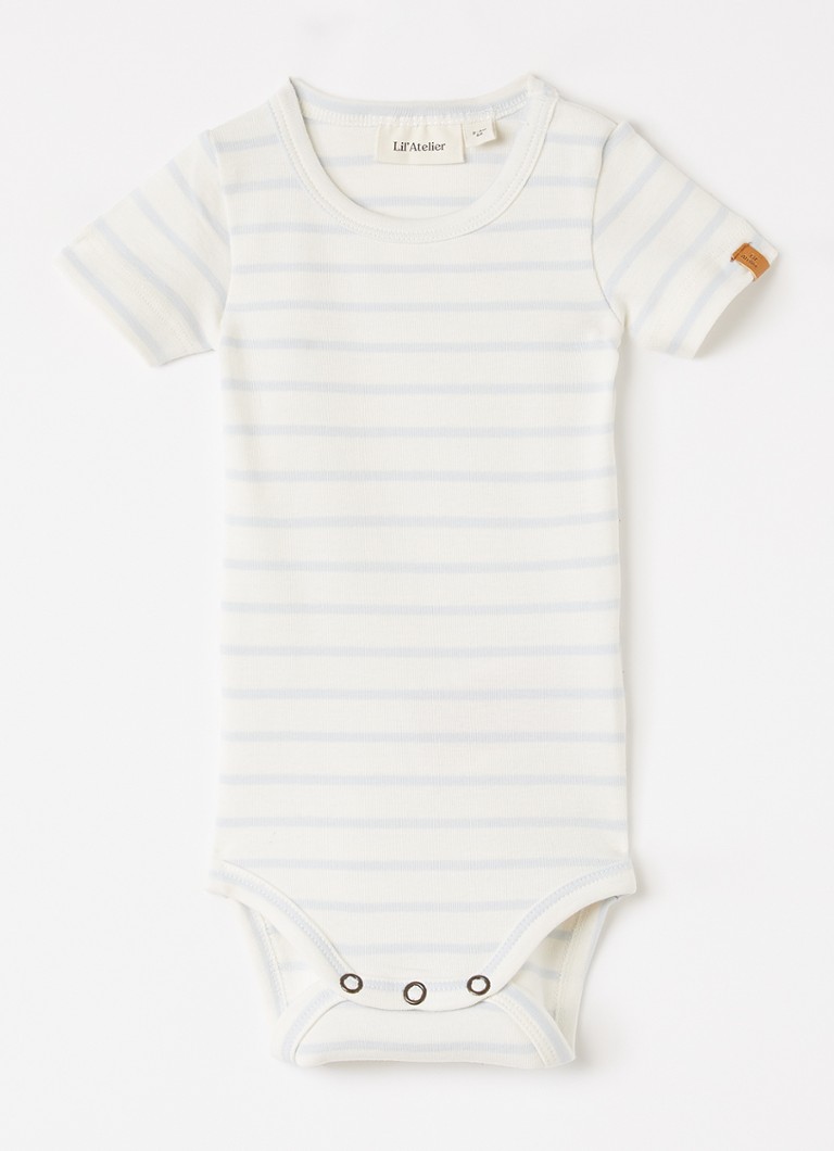 Lil 'Atelier Jongens NBNGeo romper met streepprint in de kleur Ivoor, maat: 86