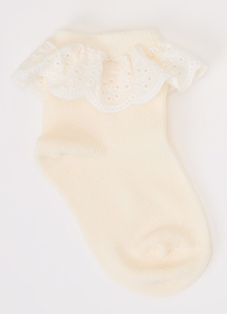 Lil 'Atelier Meisjes NBFDertrud sokken met broderie in de kleur Ivoor, maat: 74/80