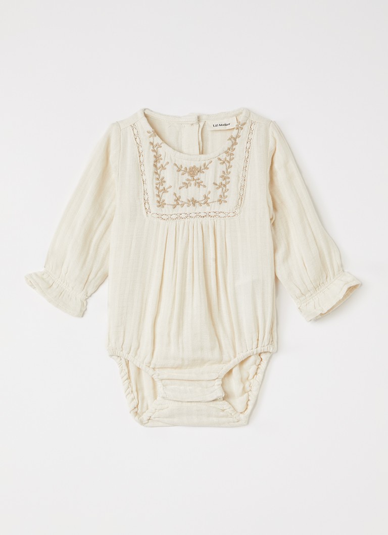 Lil 'Atelier Meisjes NBFKopan romper met borduring in de kleur Creme, maat: 62