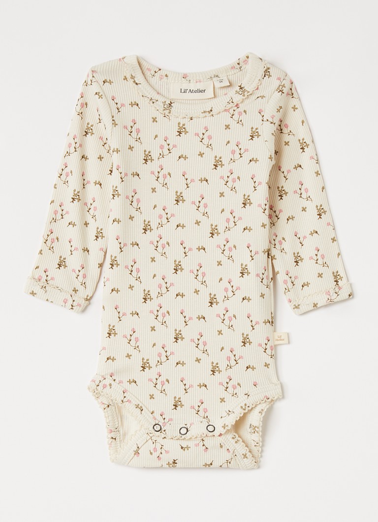 Lil 'Atelier Meisjes NBFLago romper met bloemenprint in de kleur Creme, maat: 86
