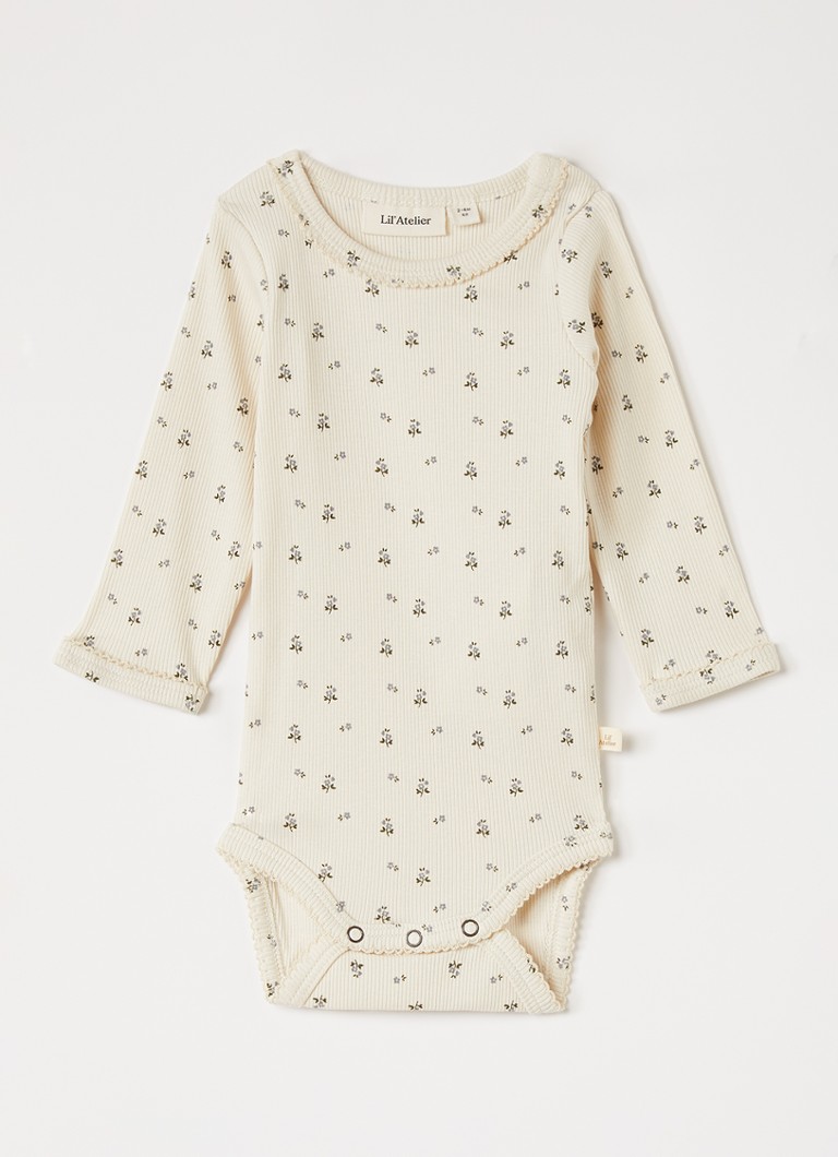 Lil 'Atelier Meisjes NBFLago romper met bloemenprint in de kleur Gebroken wit, maat: 86