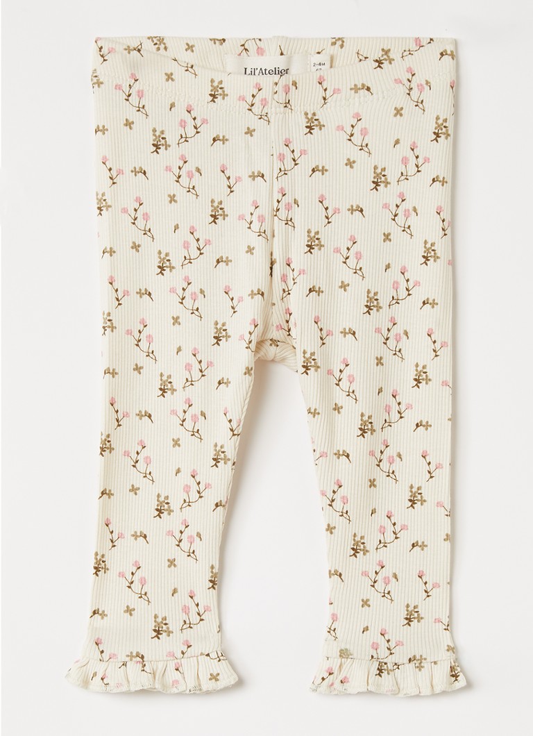 Lil 'Atelier Meisjes NBFLago legging met bloemenprint in de kleur Creme, maat: 56