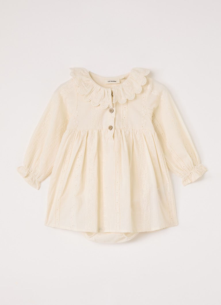 Lil 'Atelier Meisjes NBFLoba tuniekjurk met borduring in de kleur Creme, maat: 74