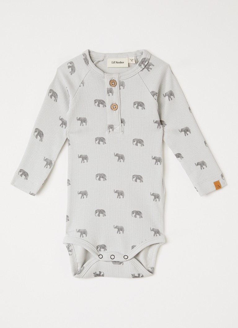 Lil 'Atelier Jongens NBMLAyo romper met print in de kleur Lichtgrijs, maat: 62