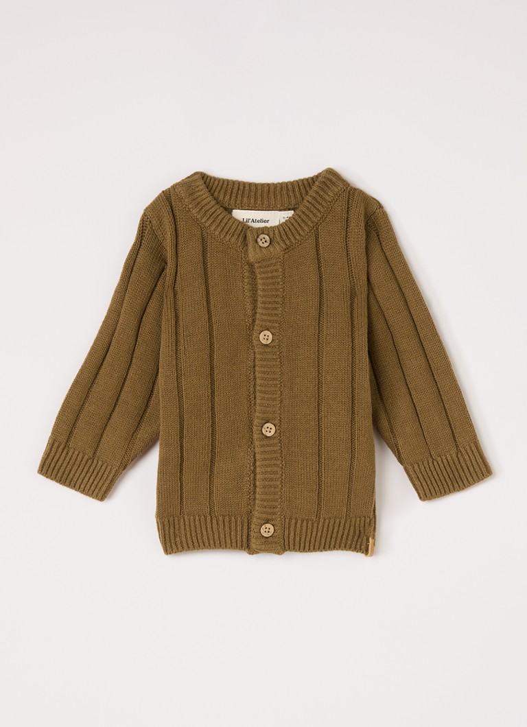 Lil 'Atelier Meisjes NBMLomon grofgebreid vest in de kleur Zand, maat: 62