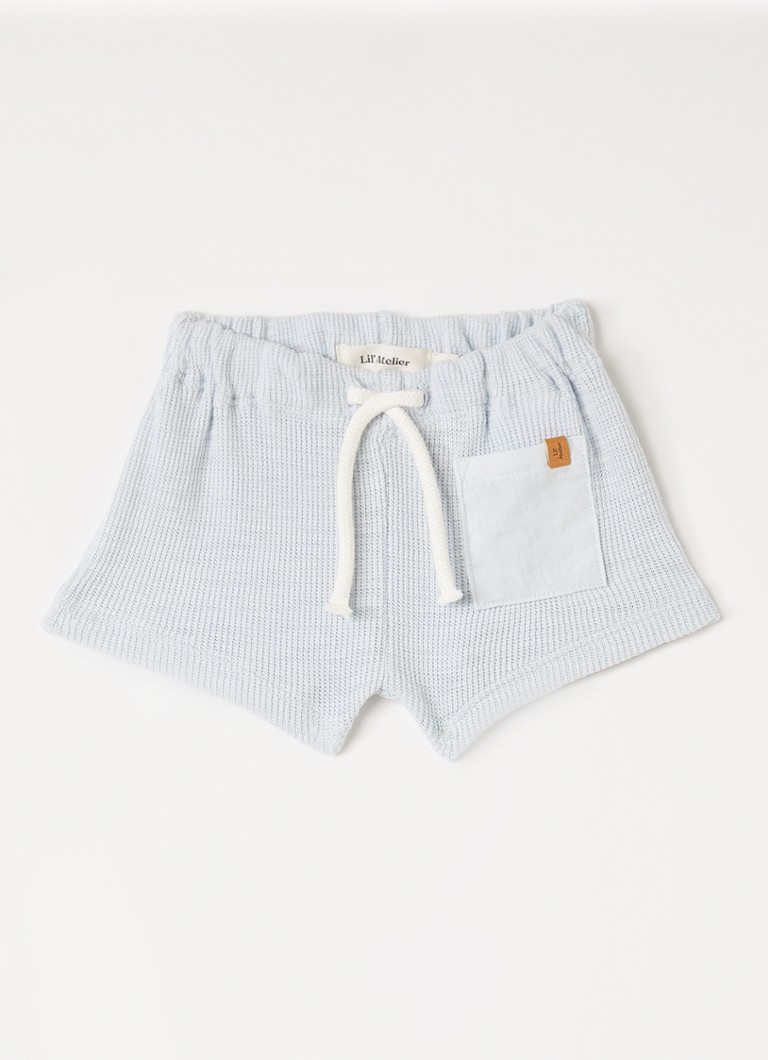 Lil 'Atelier Jongens NBMHonjo loose fit korte broek met structuur in de kleur Lichtblauw, maat: 56