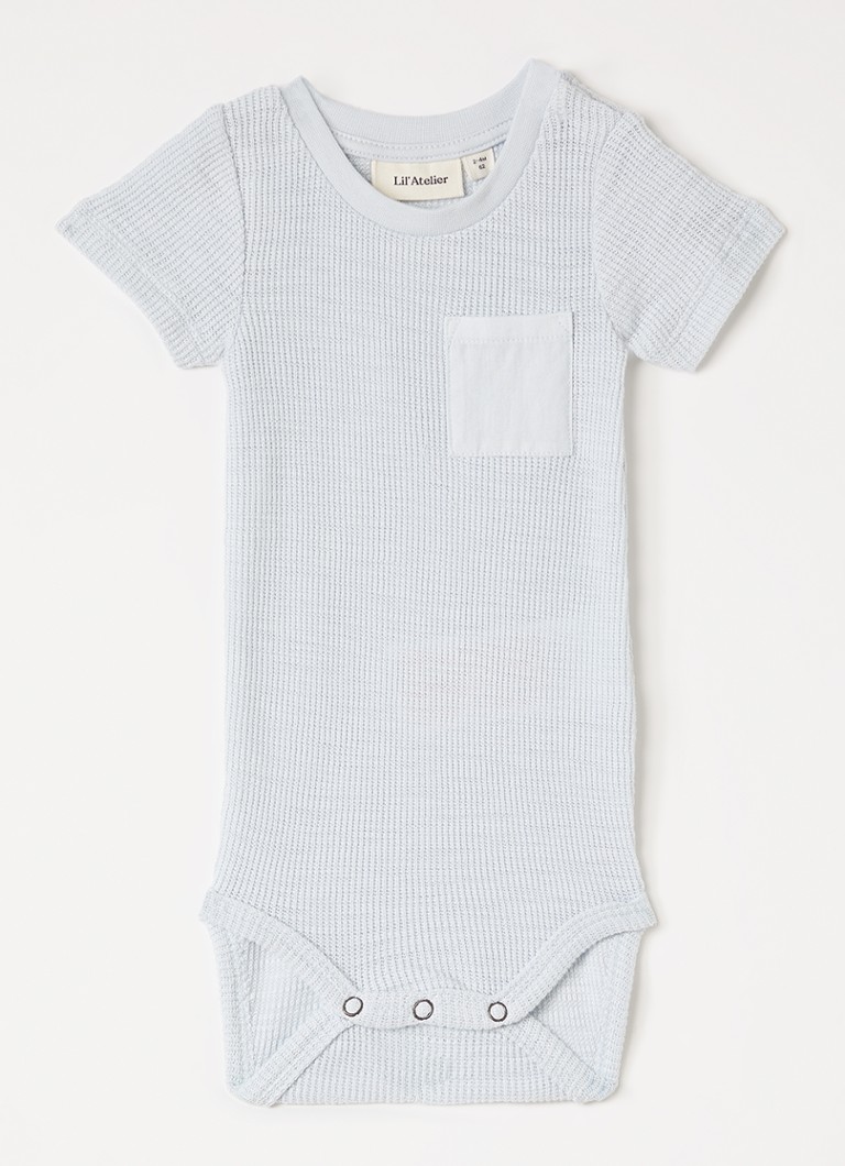 Lil 'Atelier Jongens NBMHonjo romper met structuur in de kleur Lichtblauw, maat: 56