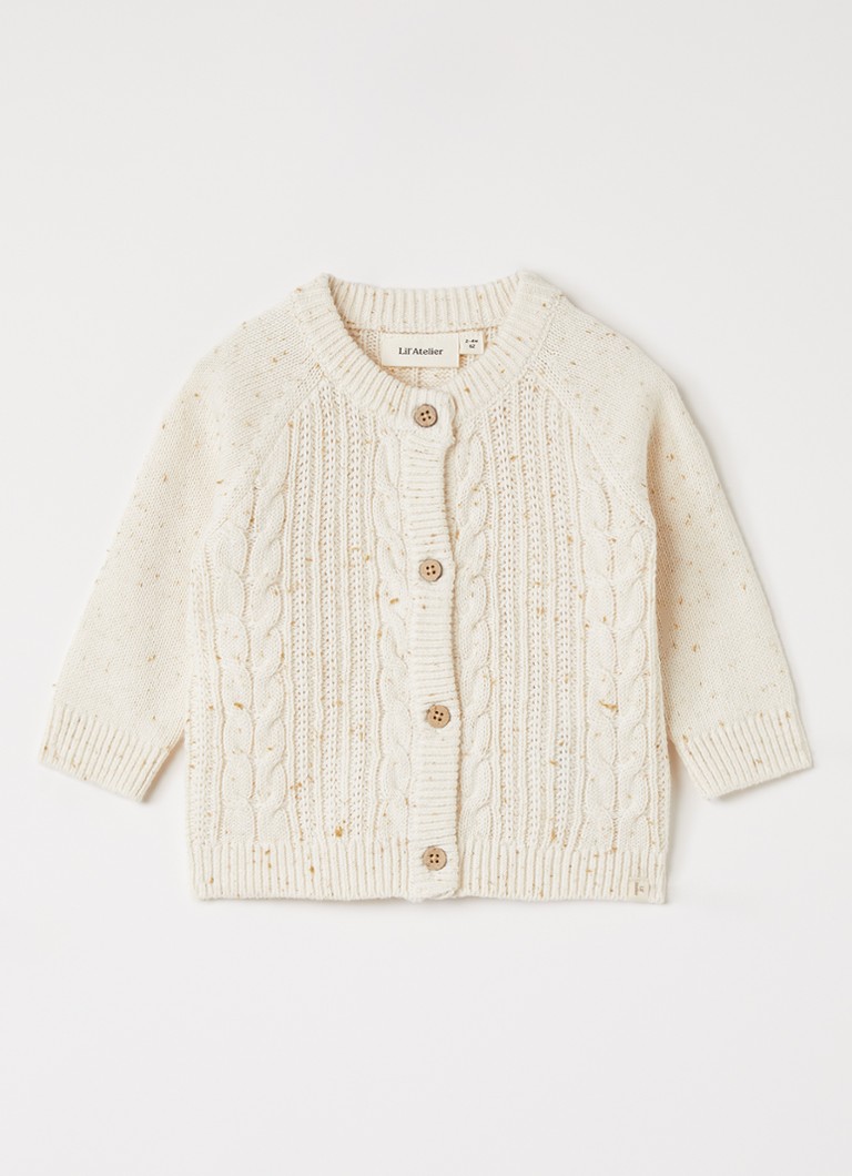 Lil 'Atelier Jongens NBFGalto grofgebreid vest in de kleur Creme, maat: 62