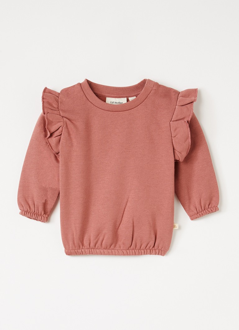 Lil 'Atelier Meisjes NBFKilano sweater met volant in de kleur Koraalroze, maat: 86