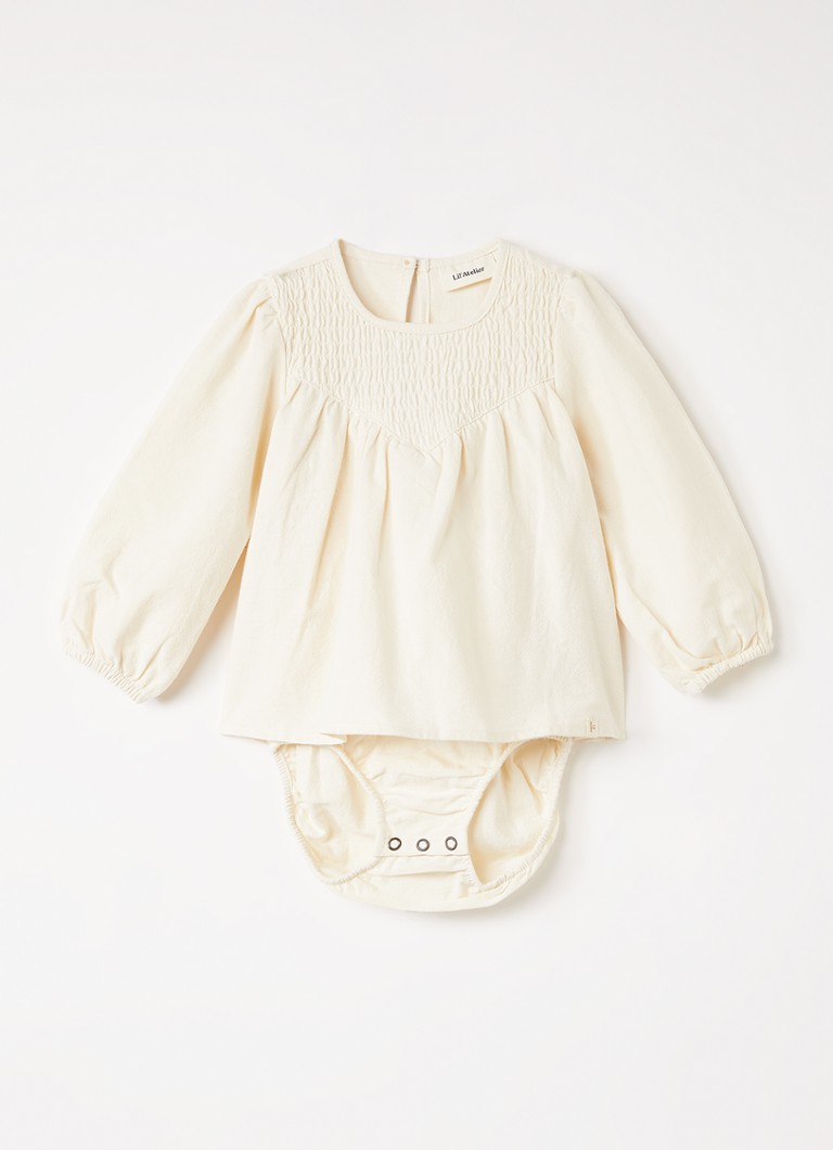 Lil 'Atelier Meisjes NBFNella jurk met smockwerk in de kleur Ivoor, maat: 74