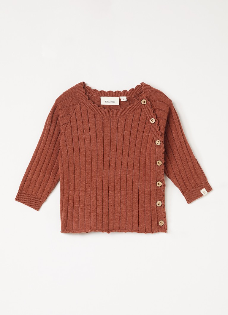 Lil 'Atelier Meisjes NBFNelsan ribgebreide top in de kleur Mahoniebruin, maat: 86