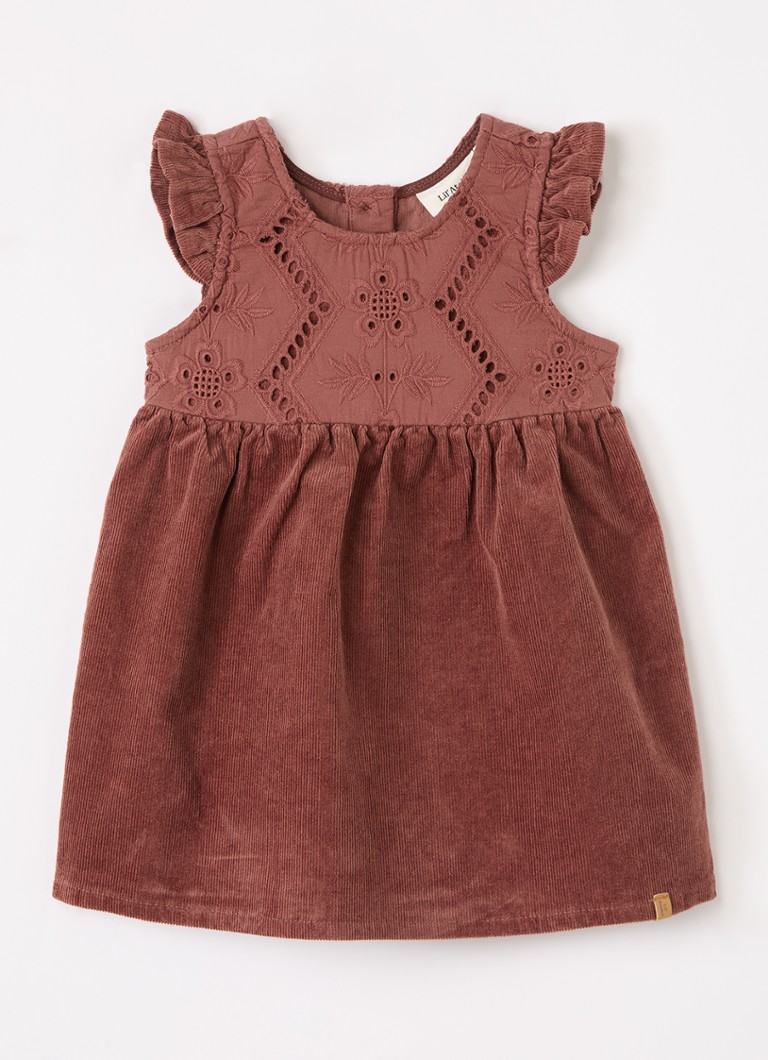 Lil 'Atelier Meisjes NBFOnellas jurk met opengewerkt dessin in de kleur Mahoniebruin, maat: 74