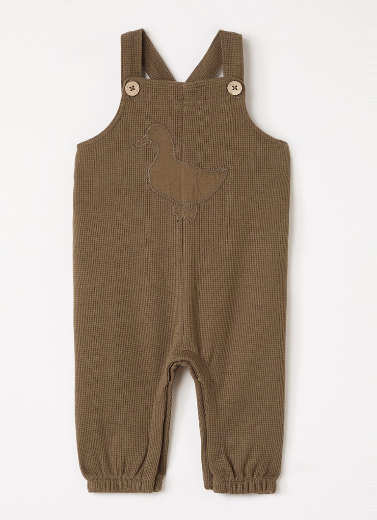 Lil 'Atelier Jongens NBMNaffel slim fit tuinbroek met structuur in de kleur Mosgroen, maat: 86