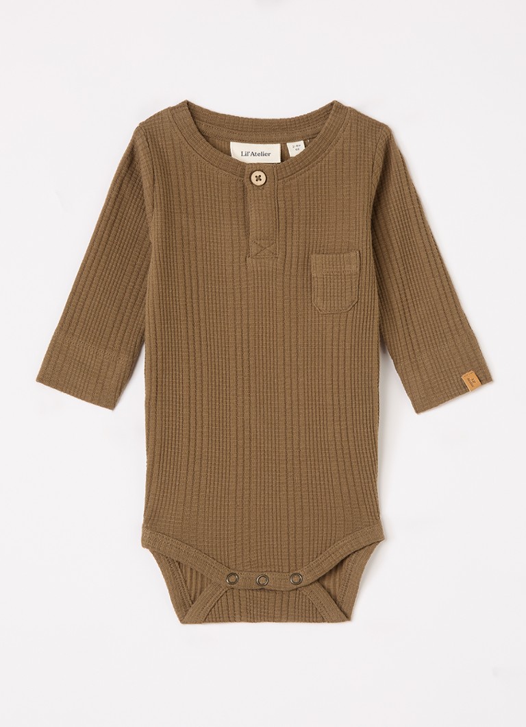 Lil 'Atelier Meisjes NBMOpelle romper met ribstructuur in de kleur Lichtbruin, maat: 74