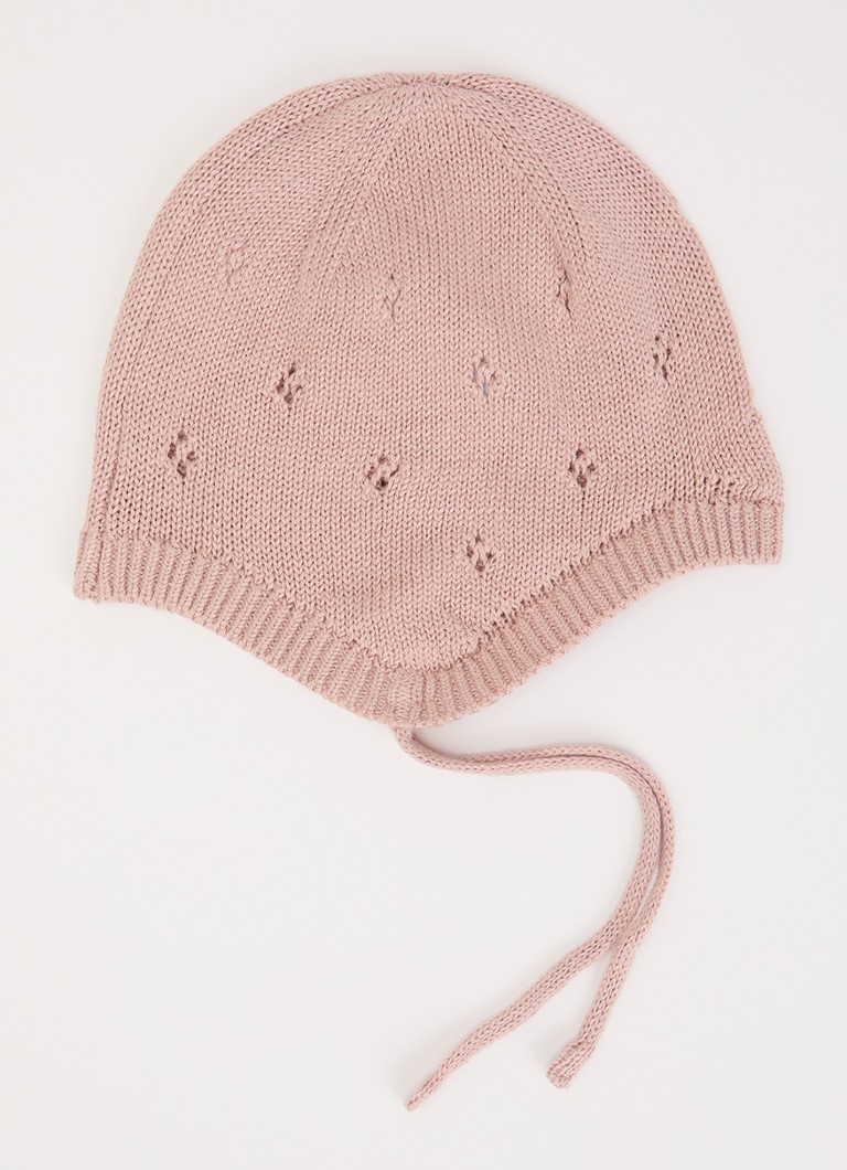 Lil 'Atelier Meisjes NBNLaguna grofgebreide muts met opengewerkt dessin in de kleur Oudroze, maat: 34/39