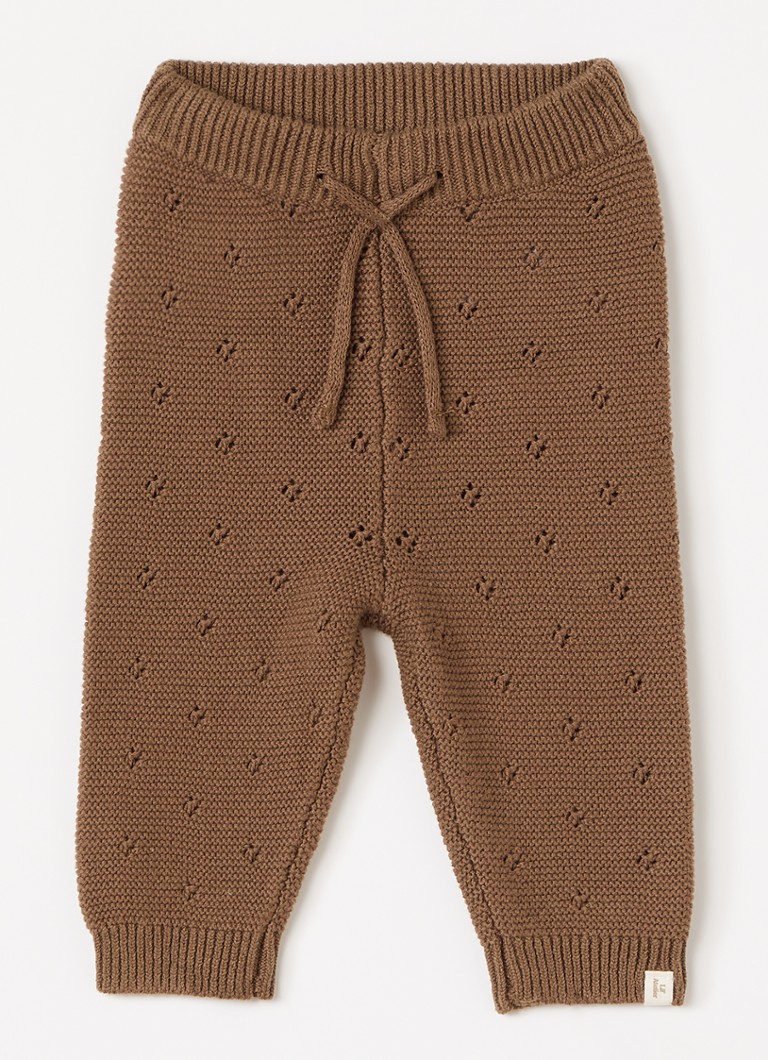 Lil 'Atelier Meisjes NBNLaguna grofgebreide babybroek met opengewerkt dessin in de kleur Bruin, maat: 50