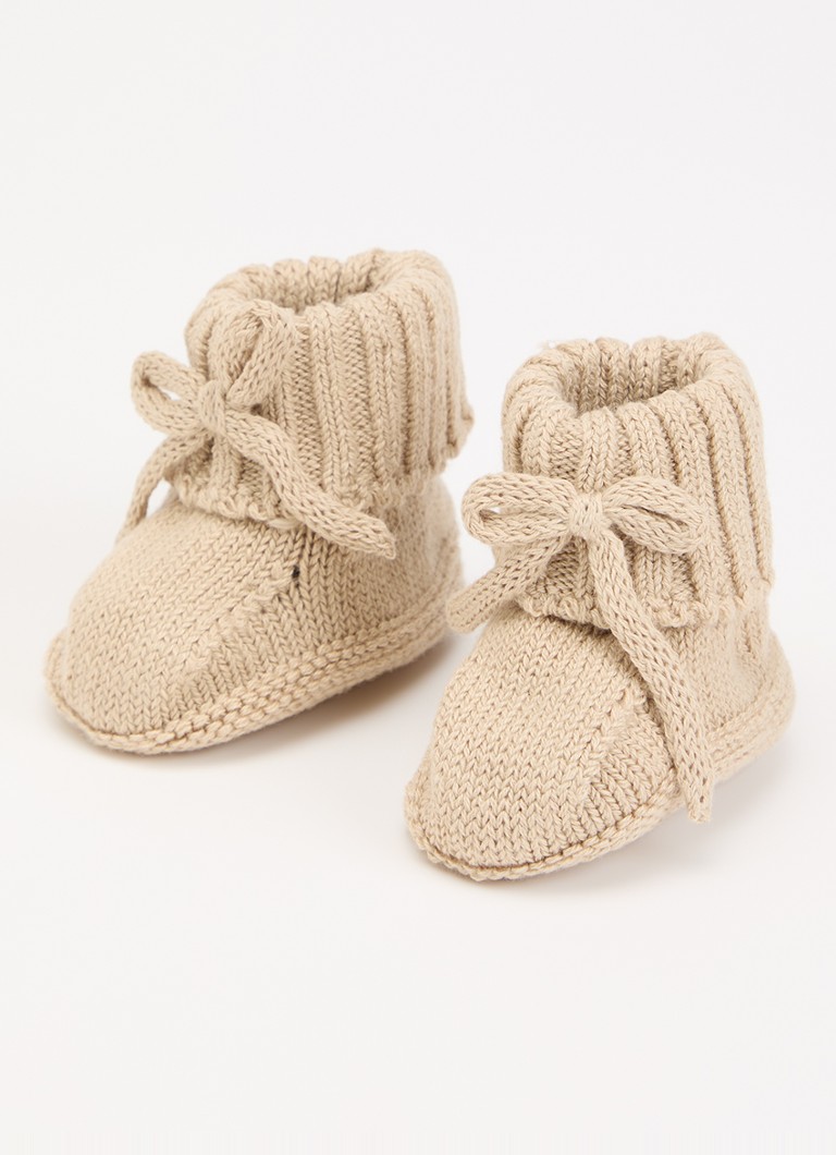 Lil 'Atelier Meisjes NBNLaguna gebreide babyslofjes in katoenblend in de kleur Beige, maat: 74/80