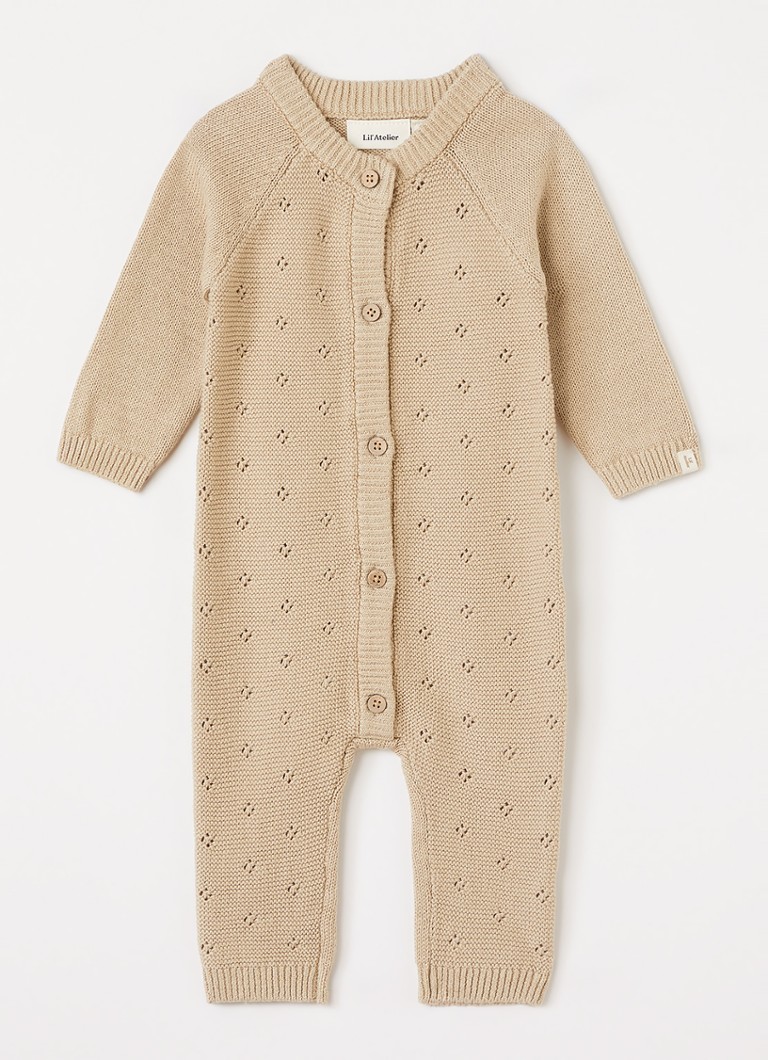Lil 'Atelier Meisjes NBNLaguna grofgebreid babypak met opengewerkt dessin in de kleur Wit, maat: 74