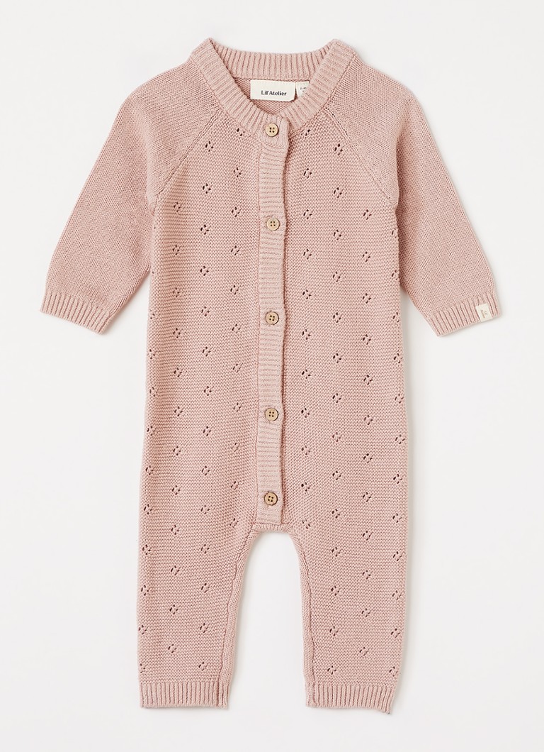 Lil 'Atelier Meisjes NBNLaguna grofgebreid babypak met opengewerkt dessin in de kleur Roze, maat: 62