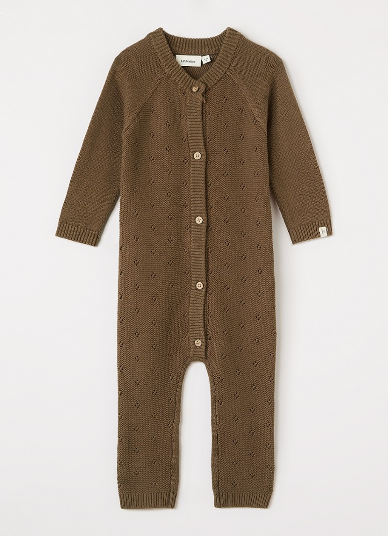 Lil 'Atelier Meisjes NBNLaguna grofgebreid babypak met opengewerkt dessin in de kleur Bruin, maat: 50