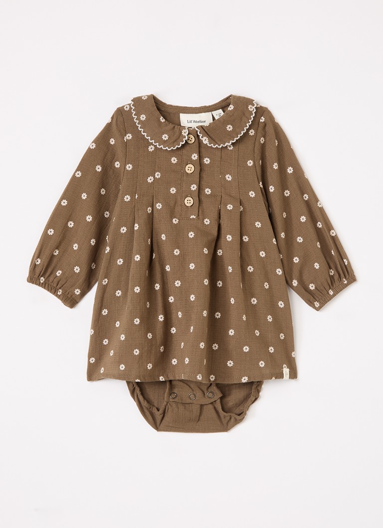 Lil 'Atelier Meisjes NBFHulla jurk met print in de kleur Bruin, maat: 74