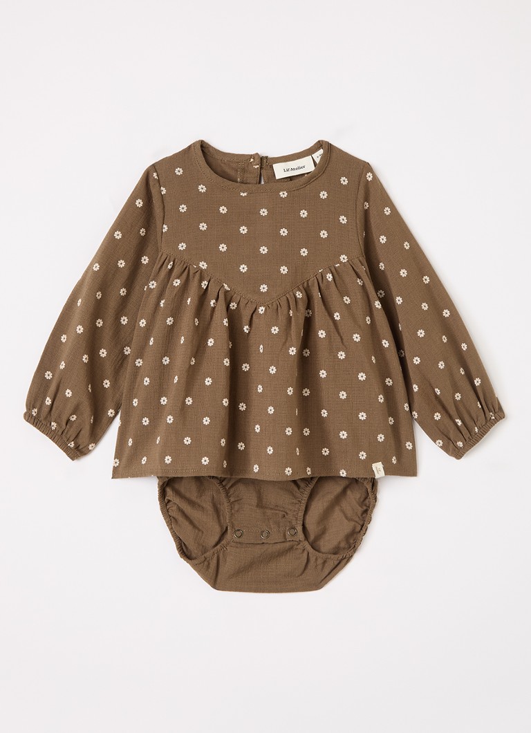 Lil 'Atelier Meisjes NBFHulla jurk met print in de kleur Bruin, maat: 74