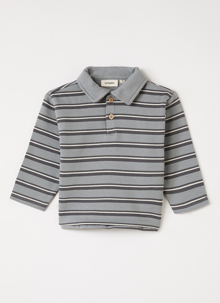 Lil 'Atelier Jongens NBMKilano polo met streepprint in de kleur Grijs, maat: 86