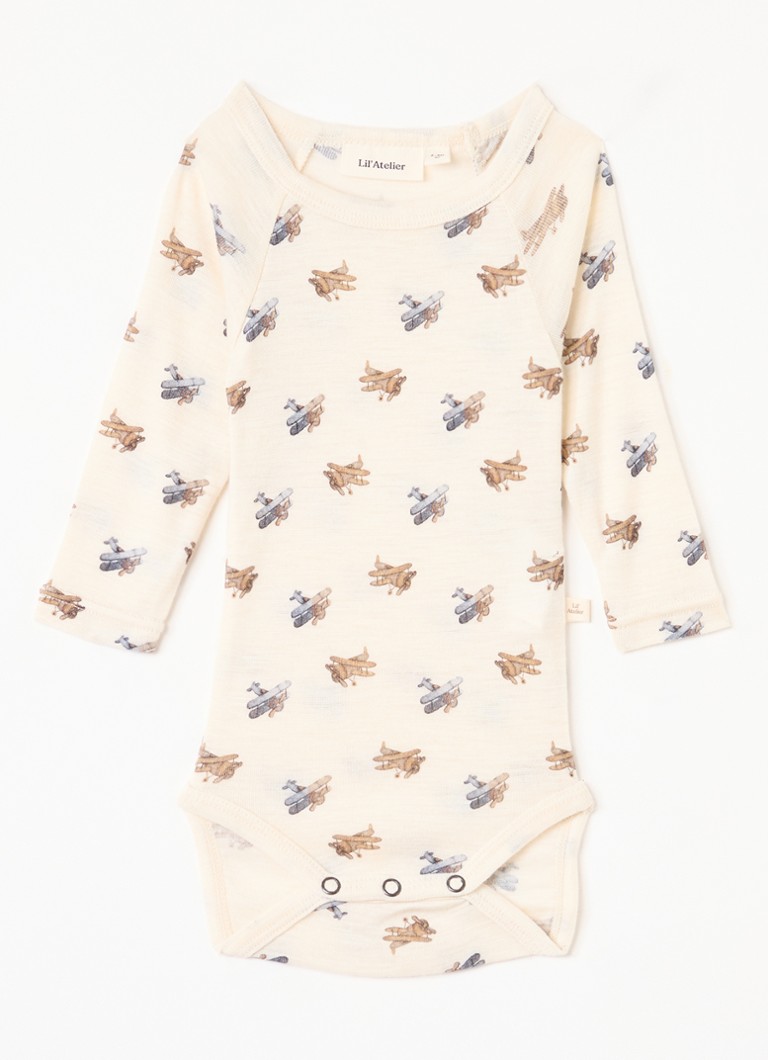 Lil 'Atelier Jongens NBMNalu romper in merino wolblend in de kleur Creme, maat: 80
