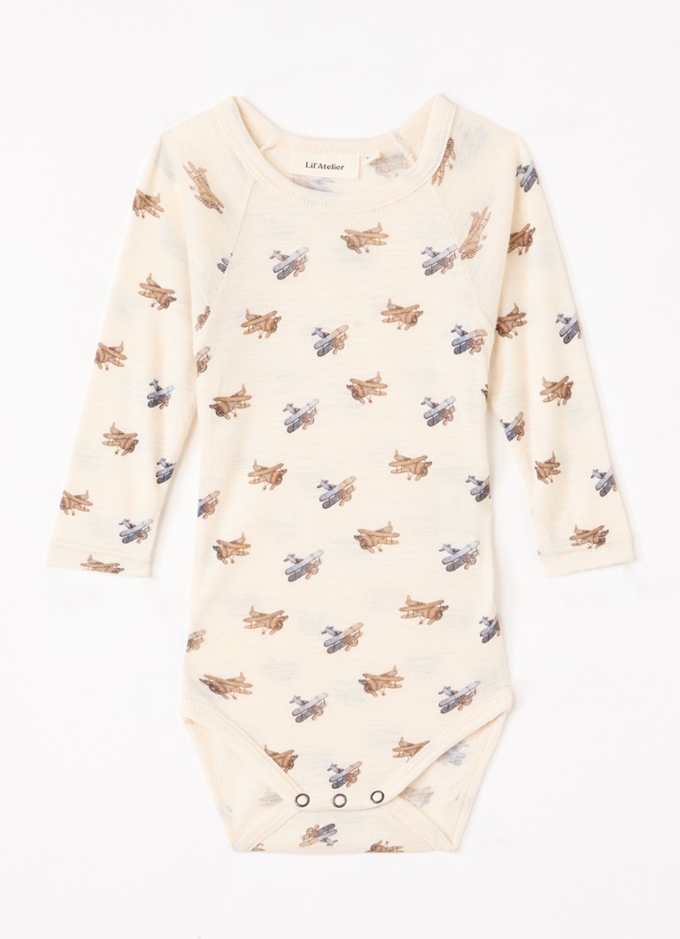 Lil 'Atelier Jongens NBMNalu romper in merino wolblend in de kleur Creme, maat: 74