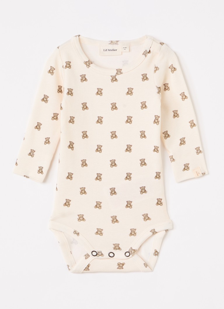 Lil 'Atelier Jongens NBNGayo Elo romper met print in de kleur Creme, maat: 86