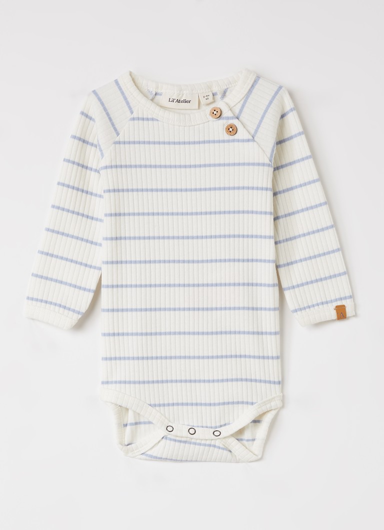 Lil 'Atelier Meisjes NMBKail romper met streepprint in de kleur Gebroken wit, maat: 86