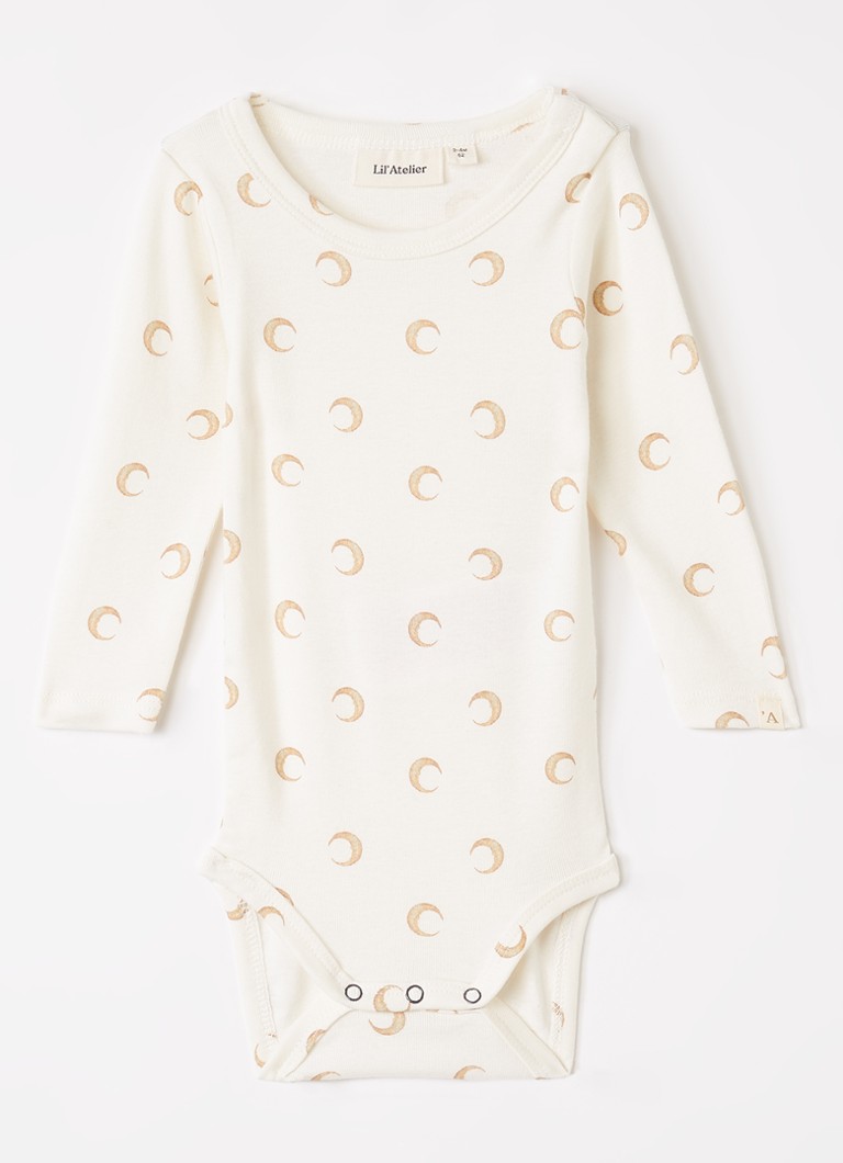 Lil 'Atelier Jongens NBNLayo Kim romper met print in de kleur Gebroken wit, maat: 80