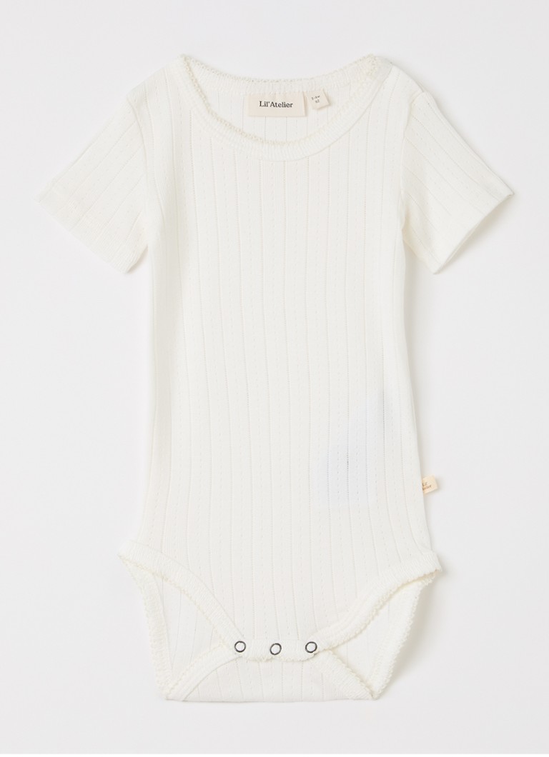 Lil 'Atelier Meisjes NBFRachel romper met ribstructuur in de kleur Gebroken wit, maat: 80