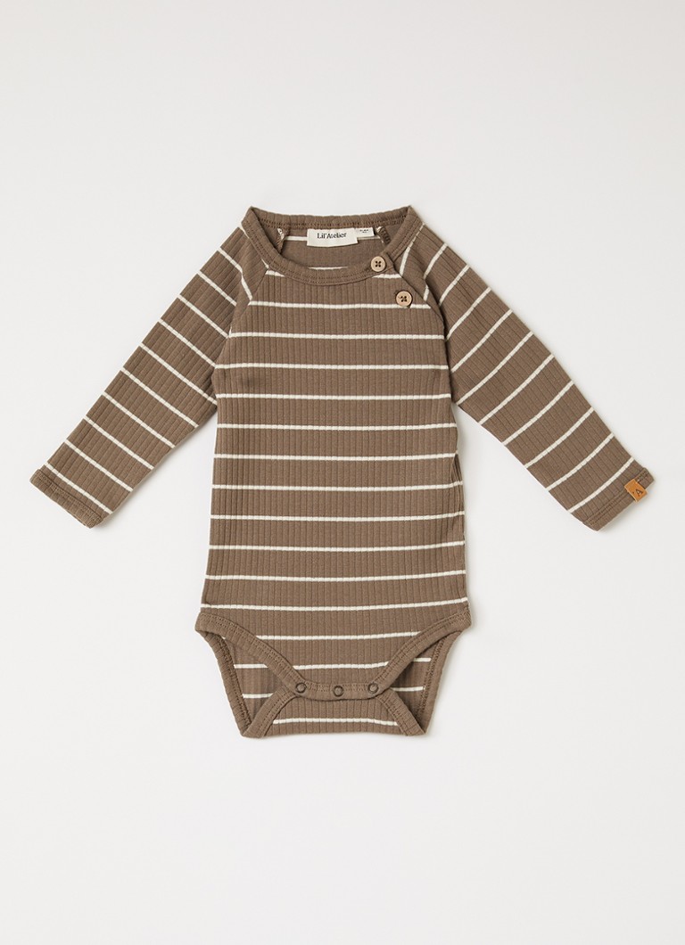 Lil 'Atelier Meisjes NBMKail romper met streepprint in de kleur Zand, maat: 86