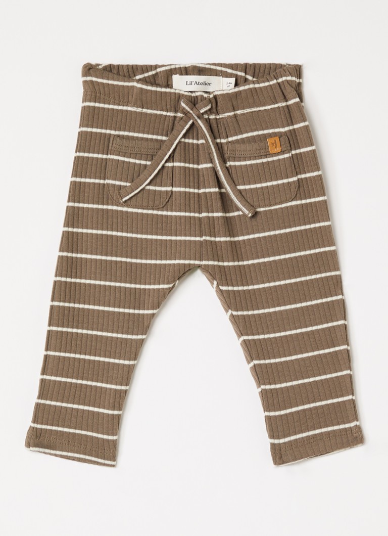 Lil 'Atelier Jongens NBMKail legging met streepprint in de kleur Zand, maat: 80