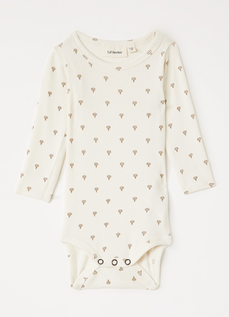 Lil 'Atelier Jongens NBNGago Kim romper met print in de kleur Gebroken wit, maat: 80