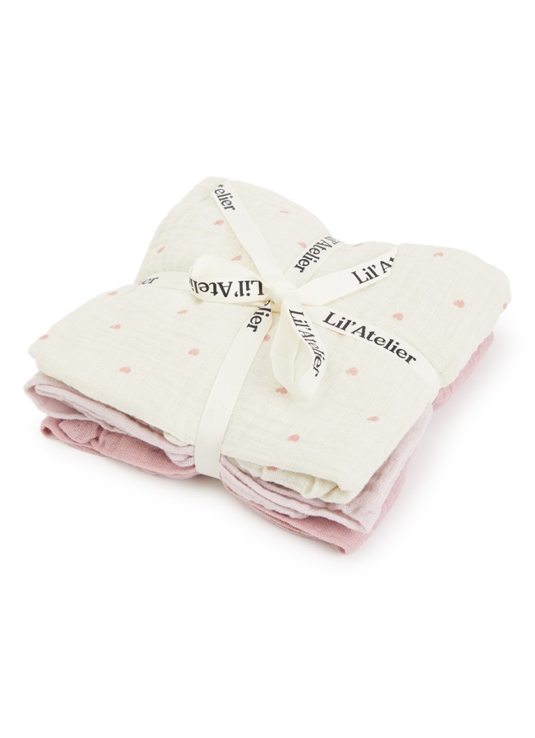 Lil 'Atelier Meisjes Hydrofiele doek set van 3 in de kleur Roze, maat: ONE SIZE