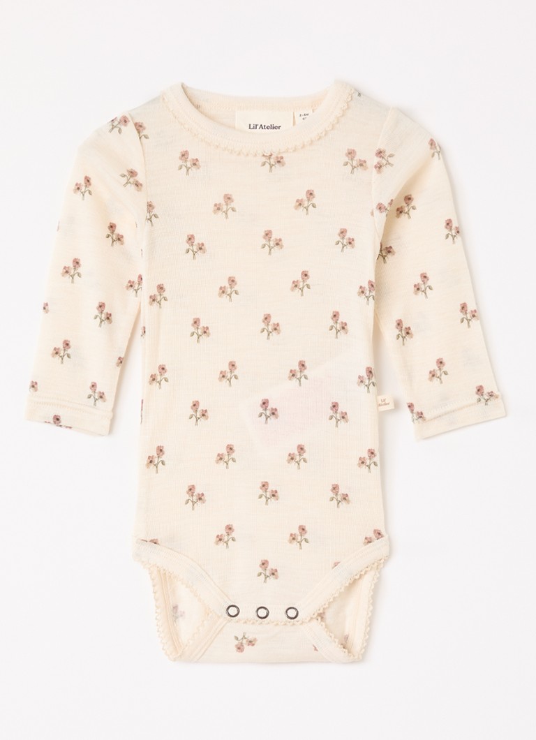 Lil 'Atelier Meisjes NBFNalu romper in wolblend met print in de kleur Creme, maat: 74