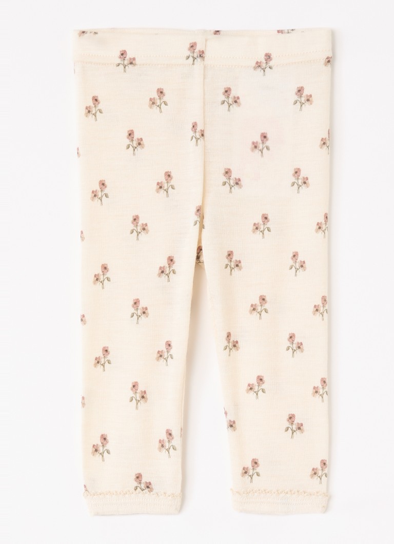 Lil 'Atelier Meisjes NBFNalu legging in wolblend met print in de kleur Creme, maat: 74