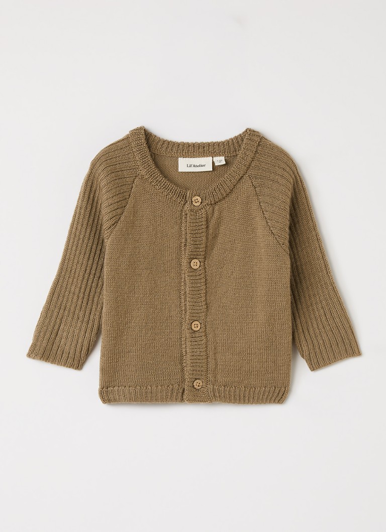 Lil 'Atelier Meisjes NBMNomo grofgebreid vest van wol in de kleur Zand, maat: 80