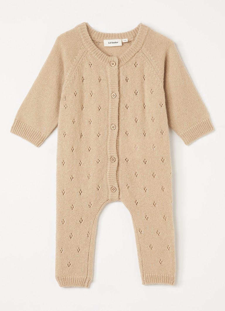 Lil 'Atelier Meisjes NBNNalio fijngebreid babypak in kasjmierblend in de kleur Beige, maat: 86