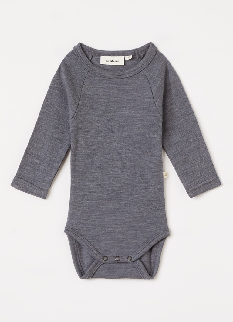 Lil 'Atelier Meisjes NBNNester romper van merinowol in de kleur Grijs, maat: 86
