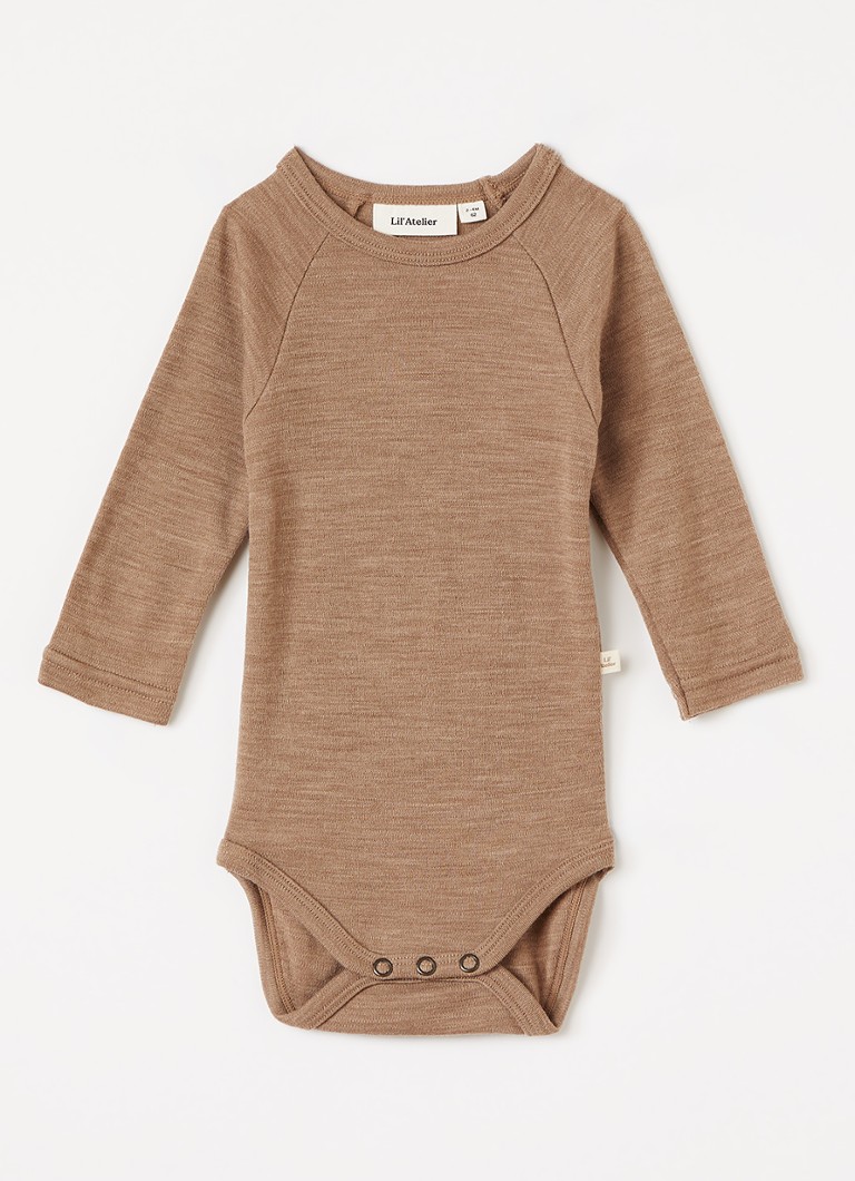 Lil 'Atelier Meisjes NBNNester romper van merinowol in de kleur Beige, maat: 86