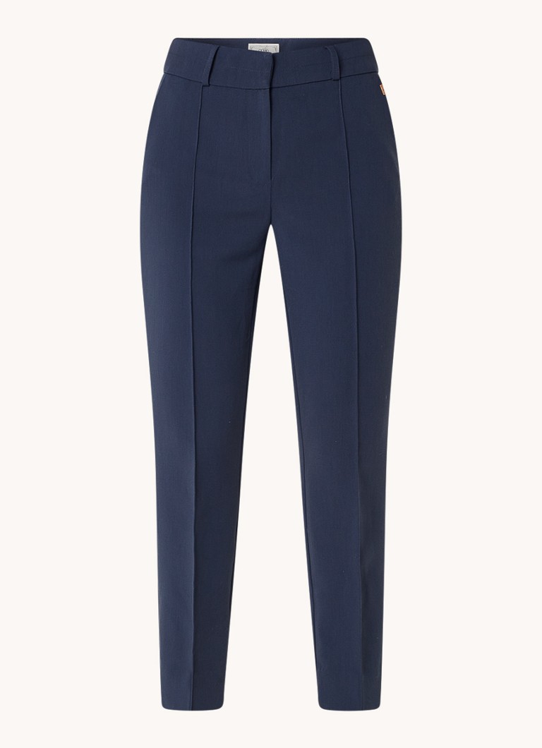 Aaiko Dames Parene high waist tapered fit cropped pantalon met steekzakken in de kleur Blauw