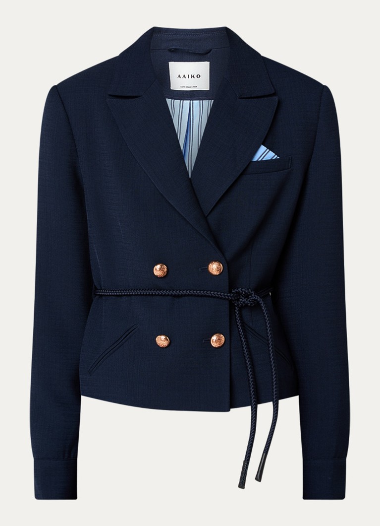 Aaiko Dames Mika double-breasted blazer met strikceintuur in de kleur Donkerblauw