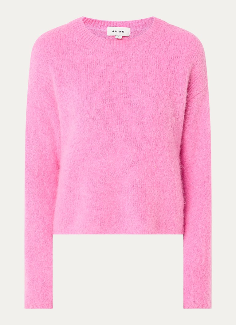 Aaiko Dames Feline fijngebreide trui in alpaca wolblend in de kleur Roze